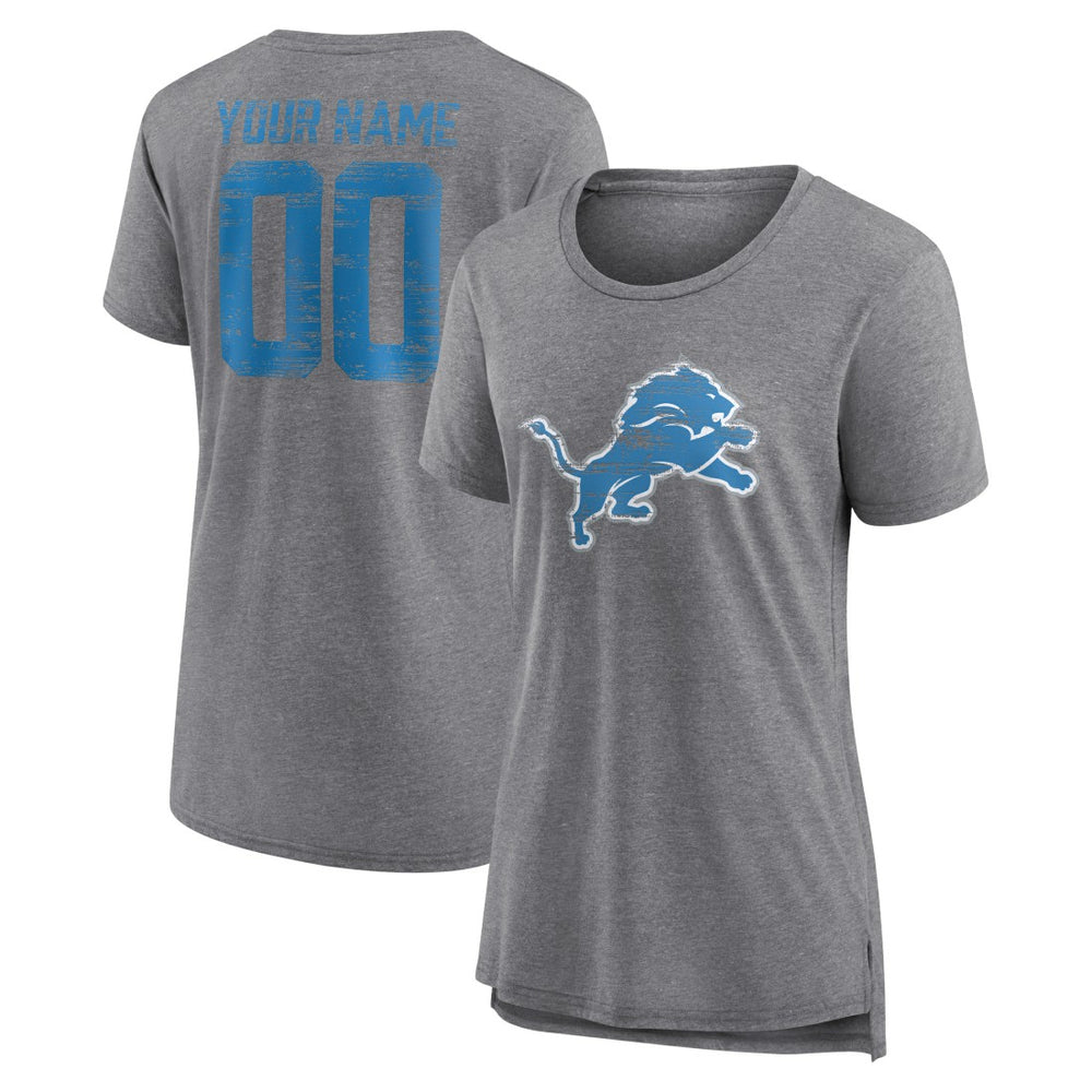 Detroit Lions Women's Heritage Custom Name & Number Tri-Blend T-Shirt - Gray online