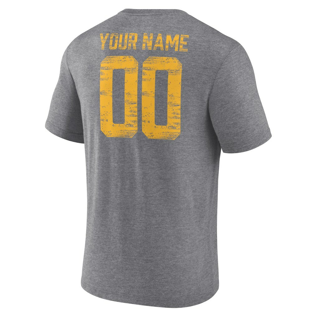 Los Angeles Chargers Heritage Custom Name & Number Tri-Blend T-Shirt - Gray for sale
