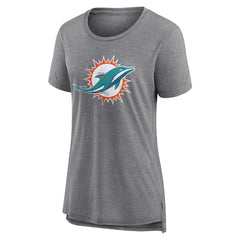 Miami Dolphins Women's Heritage Custom Name & Number Tri-Blend T-Shirt - Gray for sale