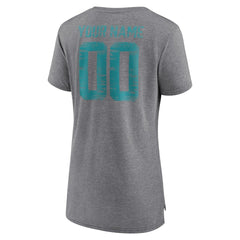 Miami Dolphins Women's Heritage Custom Name & Number Tri-Blend T-Shirt - Gray for sale