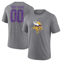 Minnesota Vikings Heritage Custom Name & Number Tri-Blend T-Shirt - Gray outlet