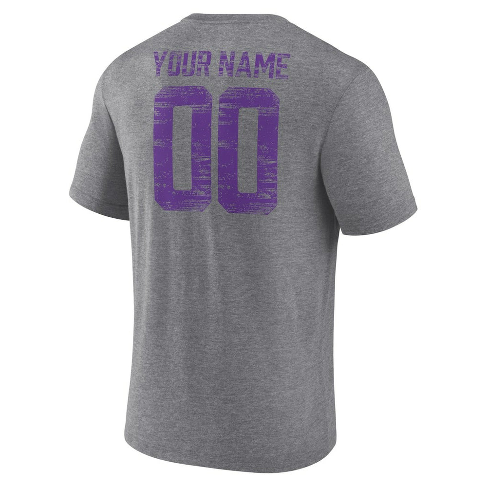 Minnesota Vikings Heritage Custom Name & Number Tri-Blend T-Shirt - Gray outlet