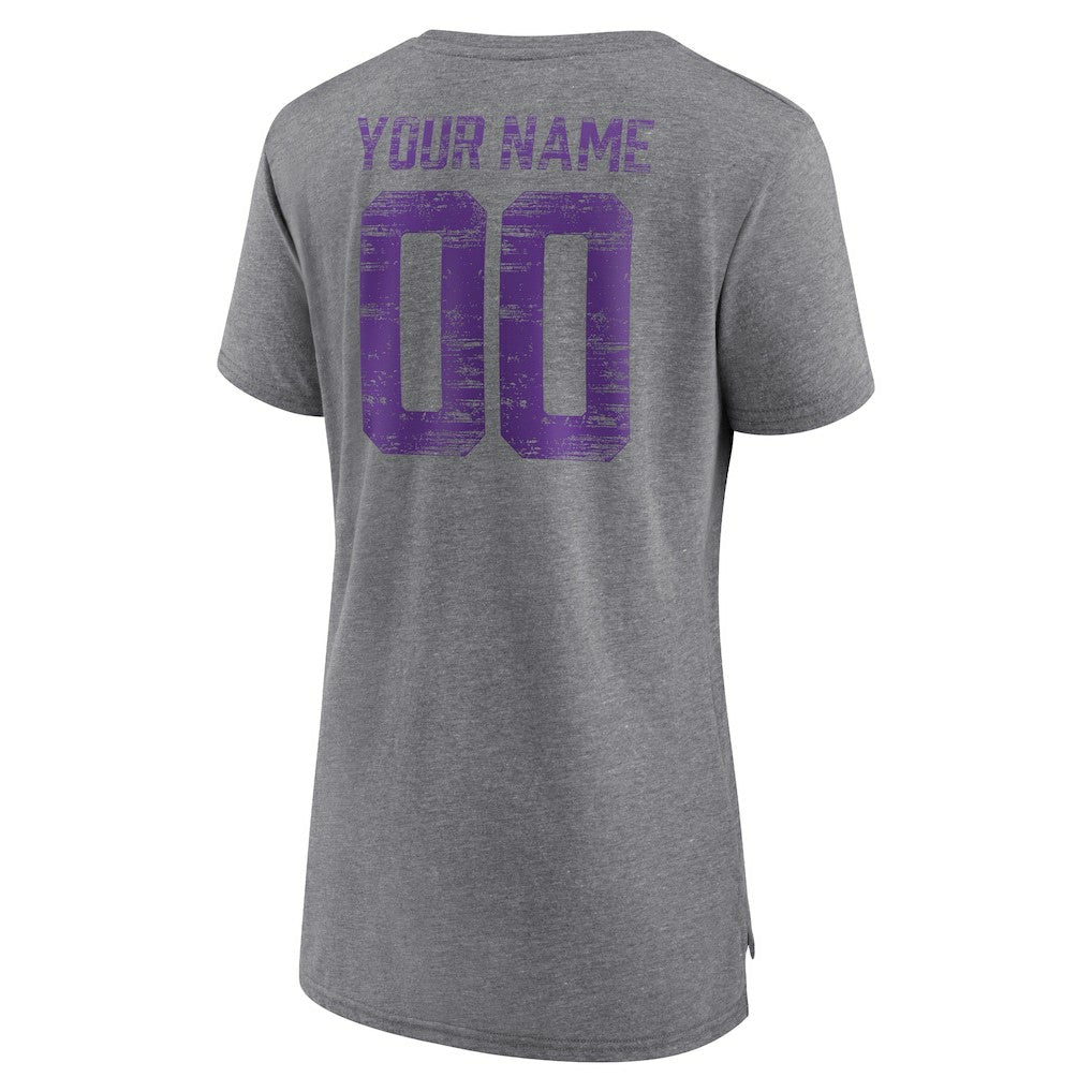Minnesota Vikings Women's Heritage Custom Name & Number Tri-Blend T-Shirt - Gray discount