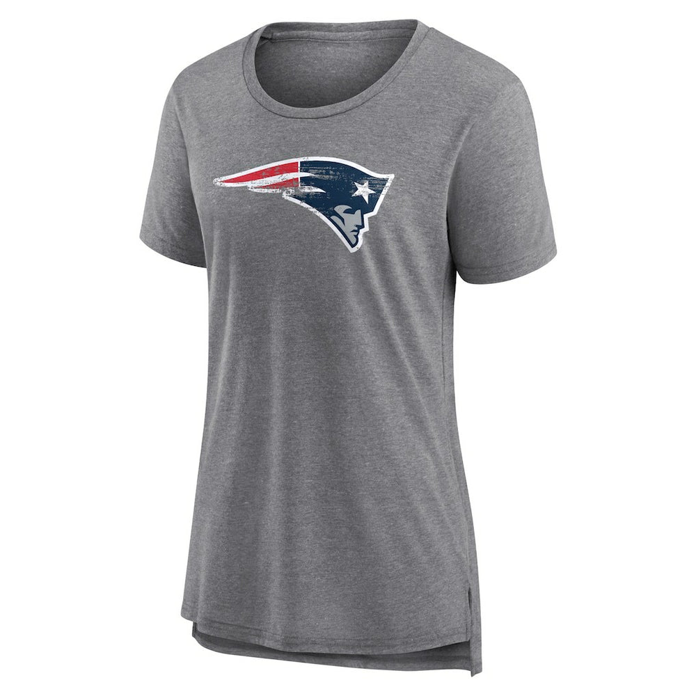 New England Patriots Women's Heritage Custom Name & Number Tri-Blend T-Shirt - Gray for sale
