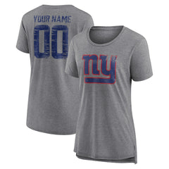 New York Giants Women's Heritage Custom Name & Number Tri-Blend T-Shirt - Gray outlet