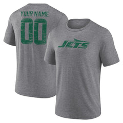 New York Jets Heritage Custom Name & Number Tri-Blend T-Shirt - Gray for sale