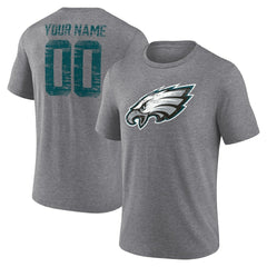 Philadelphia Eagles Heritage Custom Name & Number Tri-Blend T-Shirt - Gray on sale