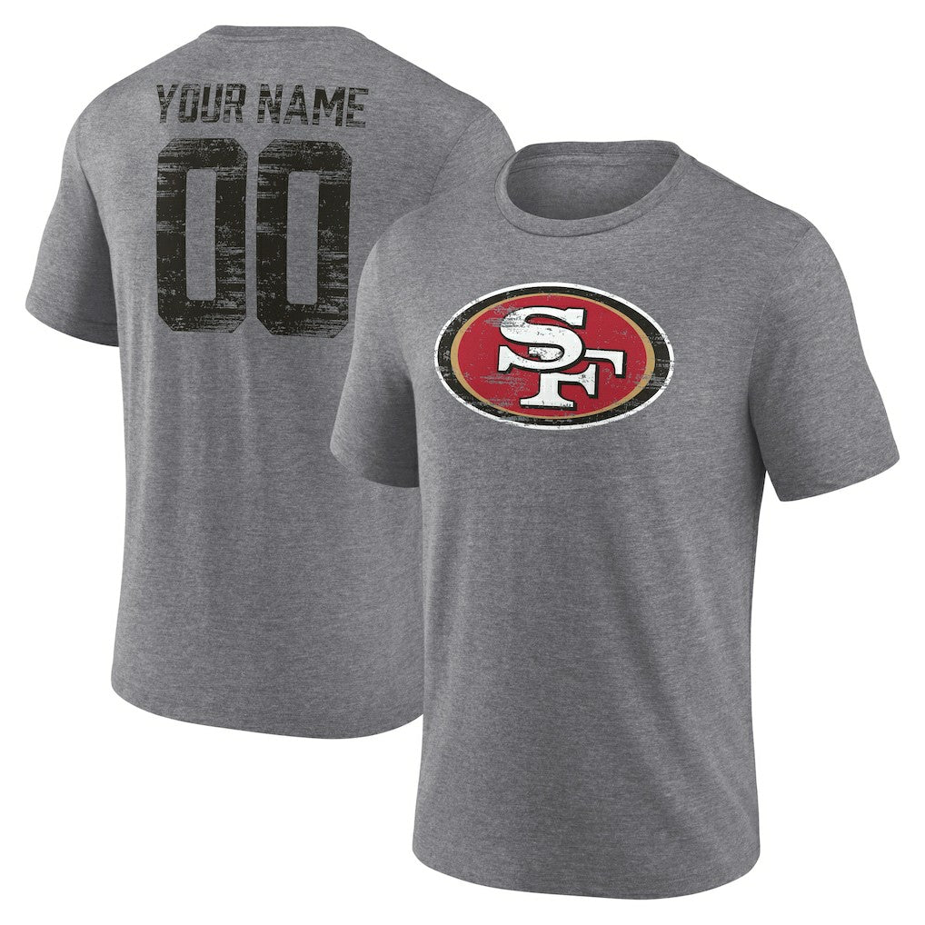 San Francisco 49ers Heritage Custom Name & Number Tri-Blend T-Shirt - Gray for sale