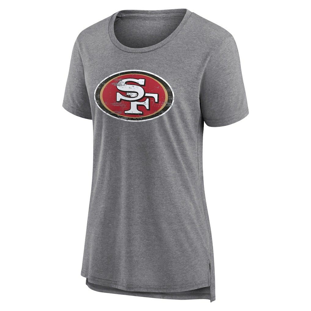 San Francisco 49ers Women's Heritage Custom Name & Number Tri-Blend T-Shirt - Gray on sale