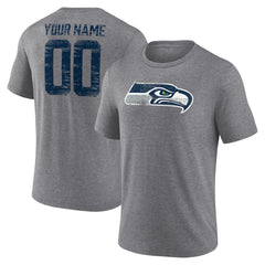 Seattle Seahawks Heritage Custom Name & Number Tri-Blend T-Shirt - Gray for sale