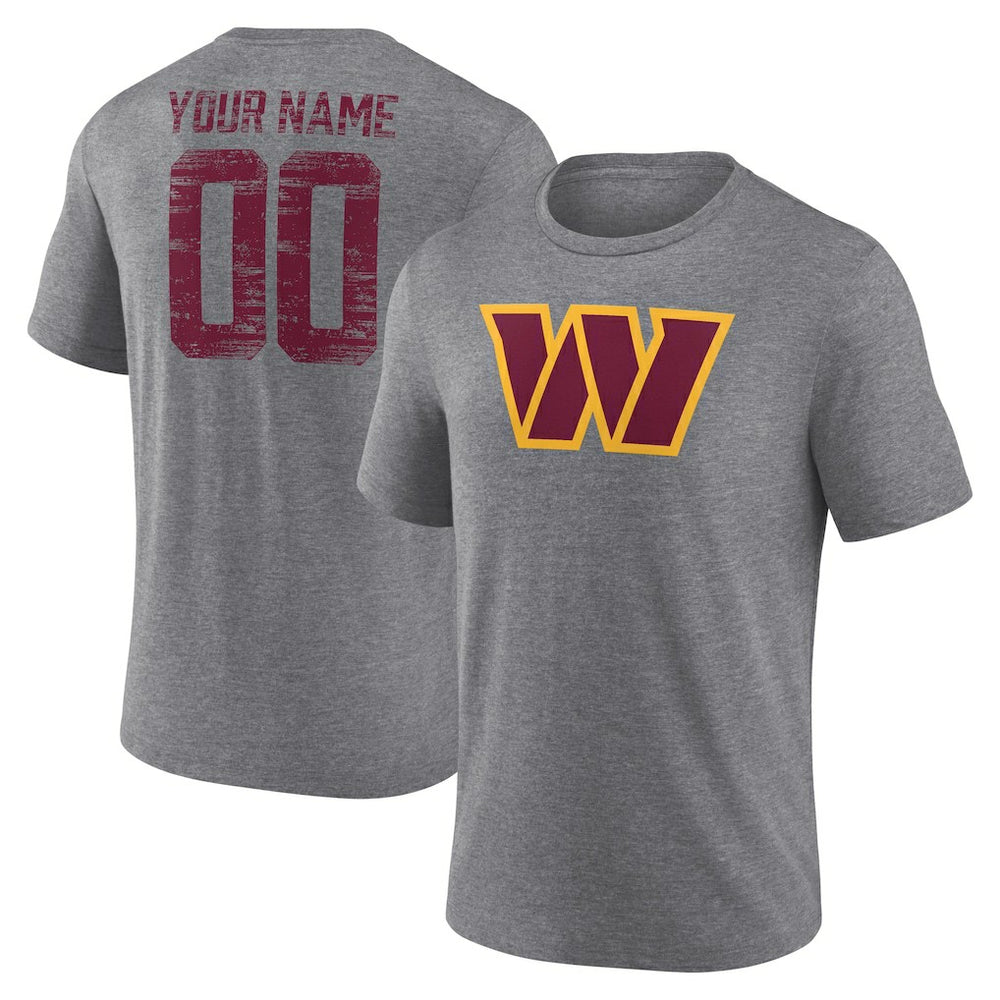 Washington Commanders Heritage Custom Name & Number Tri-Blend T-Shirt - Gray cheap