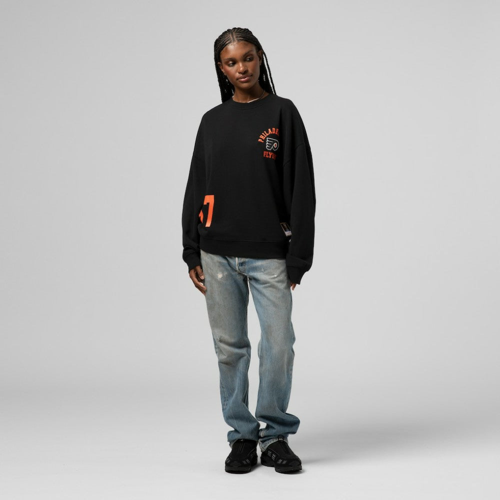 Philadelphia Flyers Mitchell & Ness Women's Vintage Crewneck Sweatshirt - Black Sweatshirts