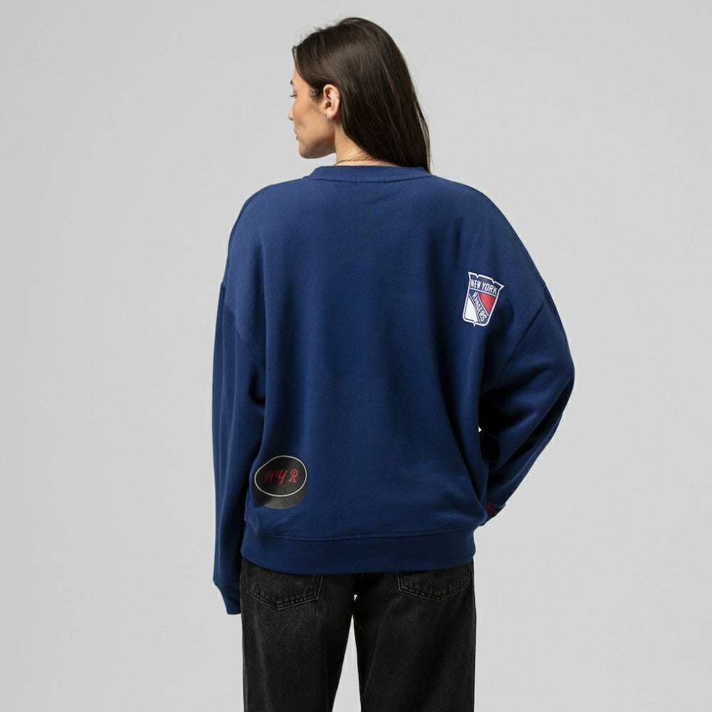 New York Rangers Mitchell & Ness Women's Vintage Crewneck Sweatshirt - Blue Sweatshirts