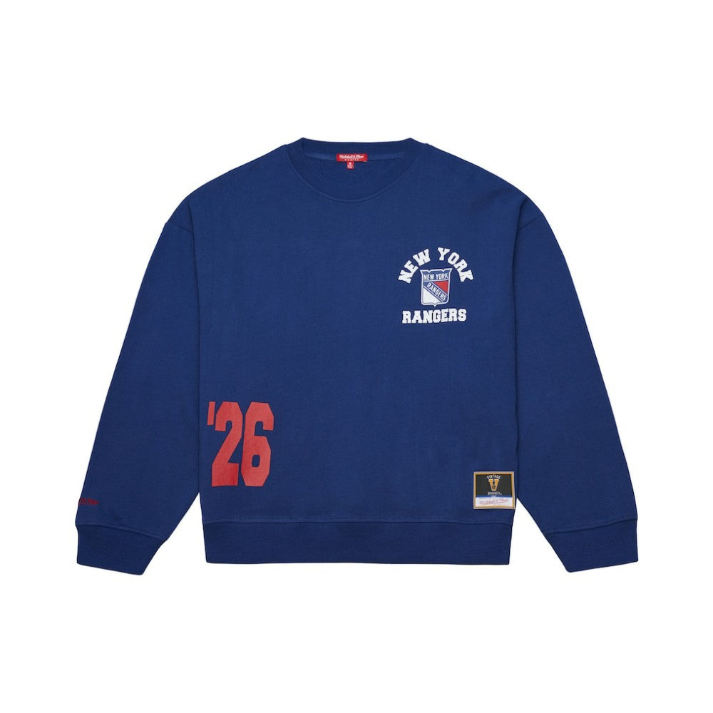 New York Rangers Mitchell & Ness Women's Vintage Crewneck Sweatshirt - Blue Sweatshirts