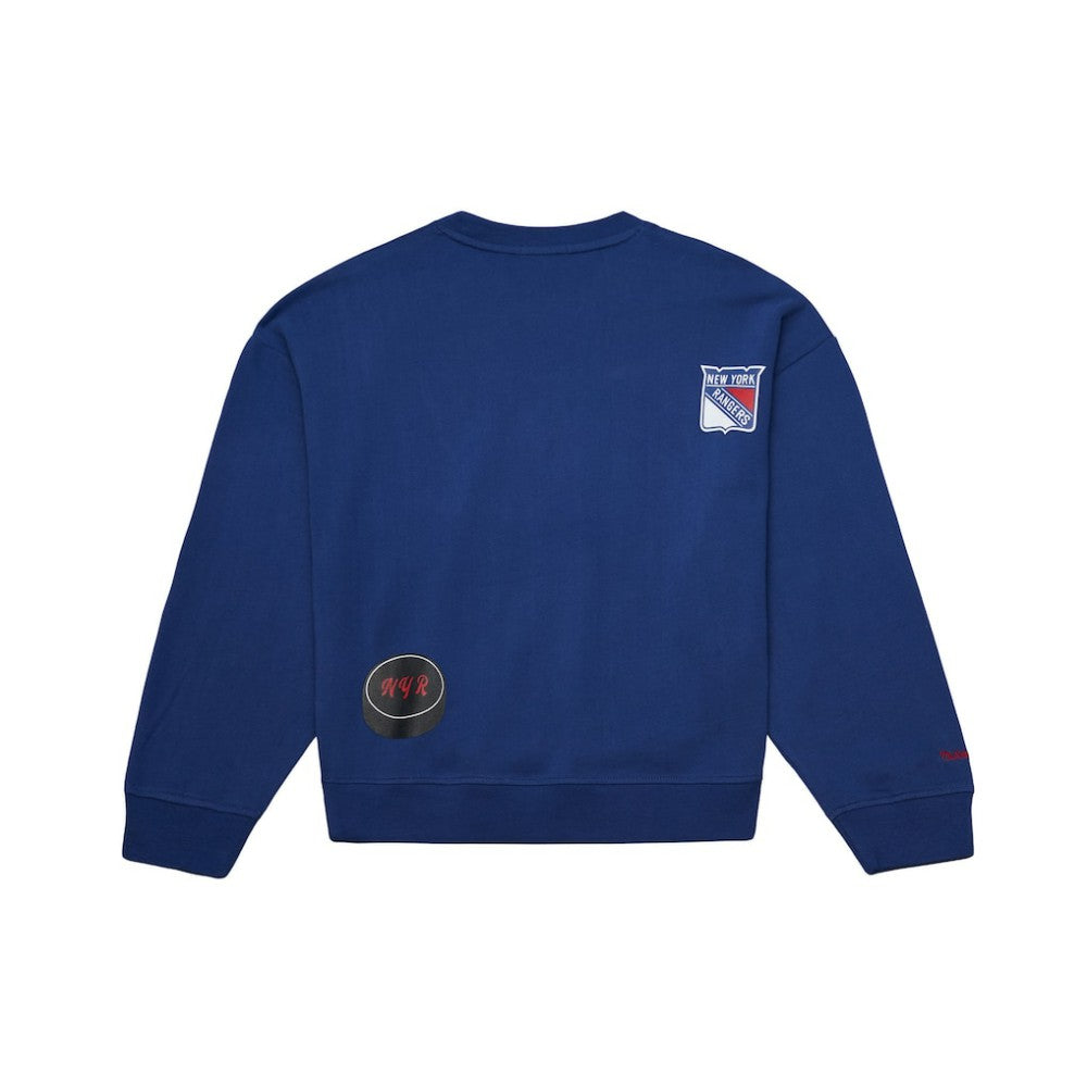 New York Rangers Mitchell & Ness Women's Vintage Crewneck Sweatshirt - Blue Sweatshirts