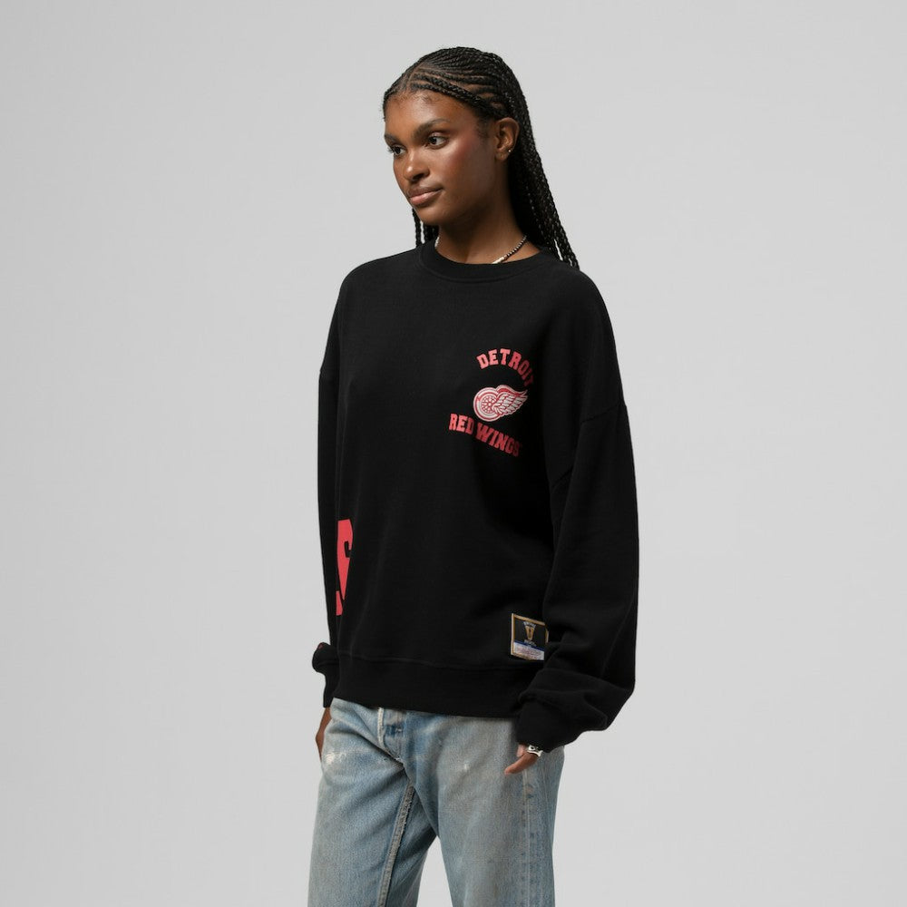 Detroit Red Wings Mitchell & Ness Women's Vintage Crewneck Sweatshirt - Black Sweatshirts