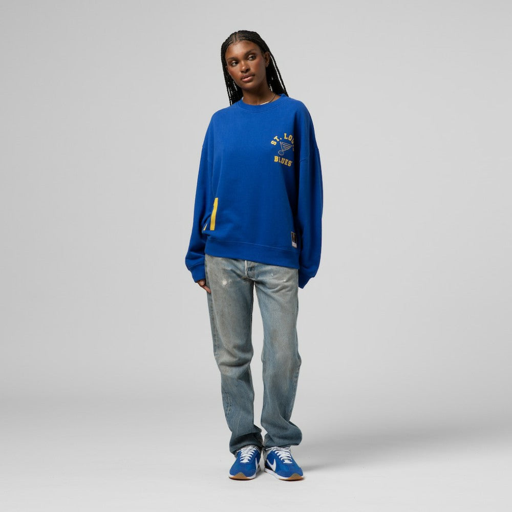 St. Louis Blues Mitchell & Ness Women's Vintage Crewneck Sweatshirt - Blue Sweatshirts
