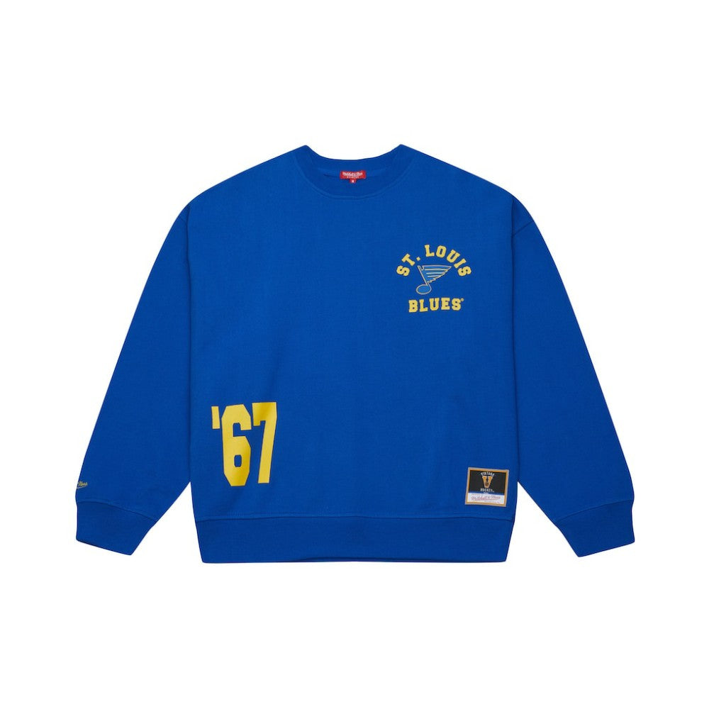 St. Louis Blues Mitchell & Ness Women's Vintage Crewneck Sweatshirt - Blue Sweatshirts
