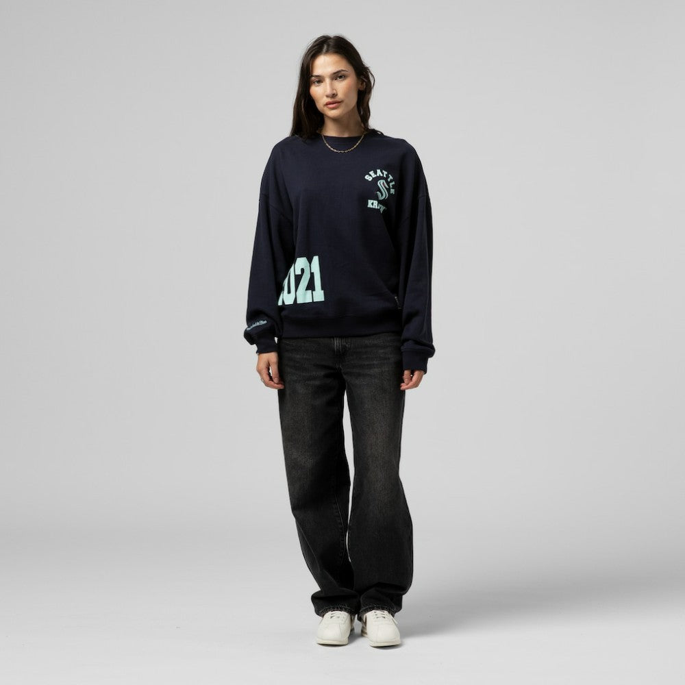 Seattle Kraken Mitchell & Ness Women's Vintage Crewneck Sweatshirt - Deep Sea Blue Sweatshirts