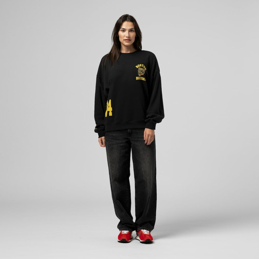 Boston Bruins Mitchell & Ness Women's Vintage Crewneck Sweatshirt - Black Sweatshirts