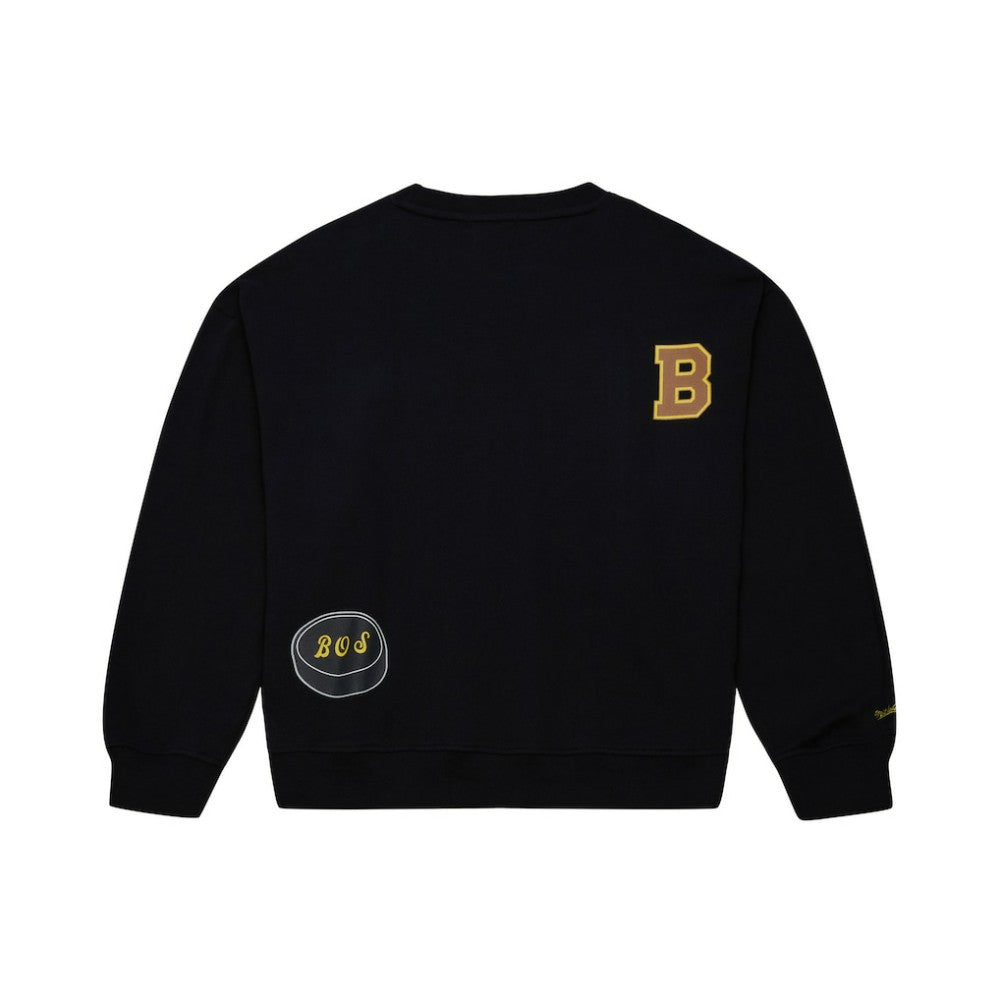 Boston Bruins Mitchell & Ness Women's Vintage Crewneck Sweatshirt - Black Sweatshirts