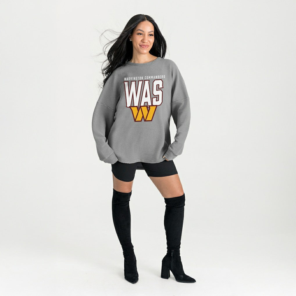 Washington Commanders Gameday Couture Women's Oversized Pure Motion Corded Sweatshirt - Gray for sale