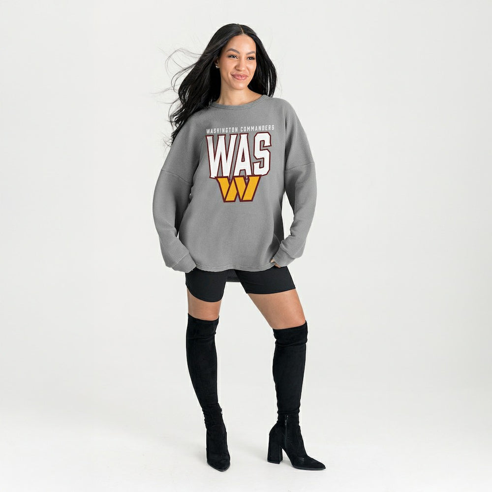 Washington Commanders Gameday Couture Women's Oversized Pure Motion Corded Sweatshirt - Gray for sale