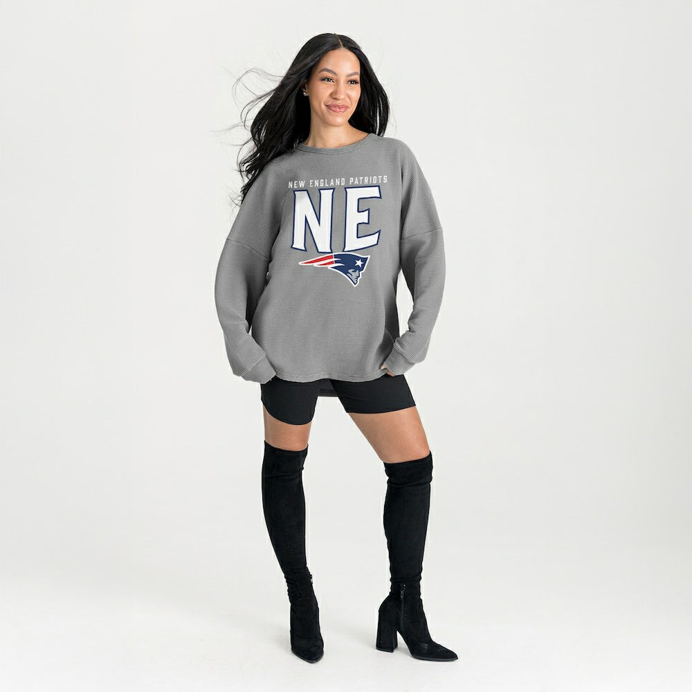 New England Patriots Gameday Couture Women's Oversized Pure Motion Corded Sweatshirt - Gray discount