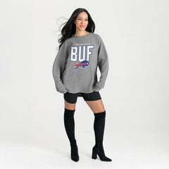 Buffalo Bills Gameday Couture Women's Oversized Pure Motion Corded Sweatshirt - Gray discount