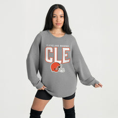 Cleveland Browns Gameday Couture Women's Oversized Pure Motion Corded Sweatshirt - Gray online