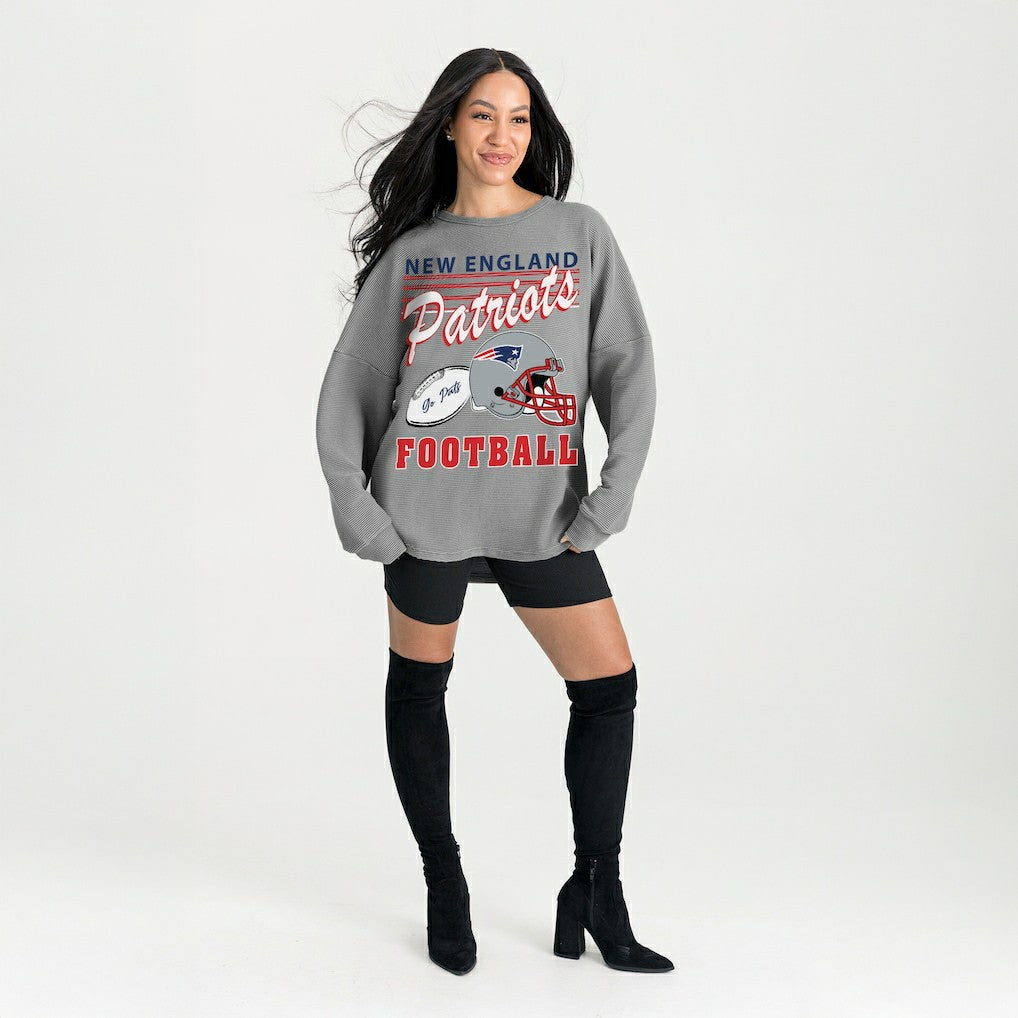 New England Patriots Gameday Couture Women's Oversized Sweet Victory Corded Sweatshirt - Gray cheap