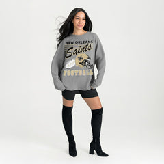 New Orleans Saints Gameday Couture Women's Oversized Sweet Victory Corded Sweatshirt - Gray outlet