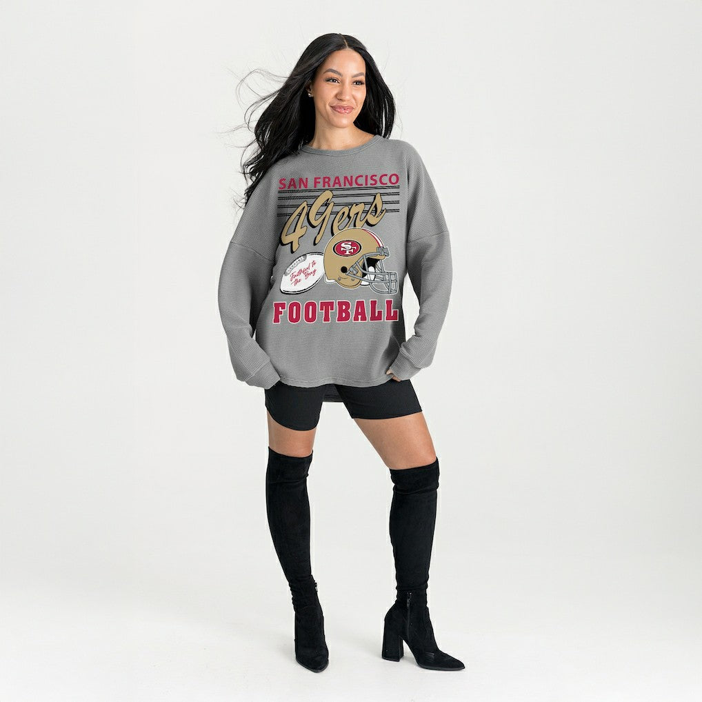 San Francisco 49ers Gameday Couture Women's Oversized Sweet Victory Corded Sweatshirt - Gray online