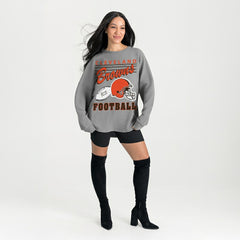 Cleveland Browns Gameday Couture Women's Oversized Sweet Victory Corded Sweatshirt - Gray online