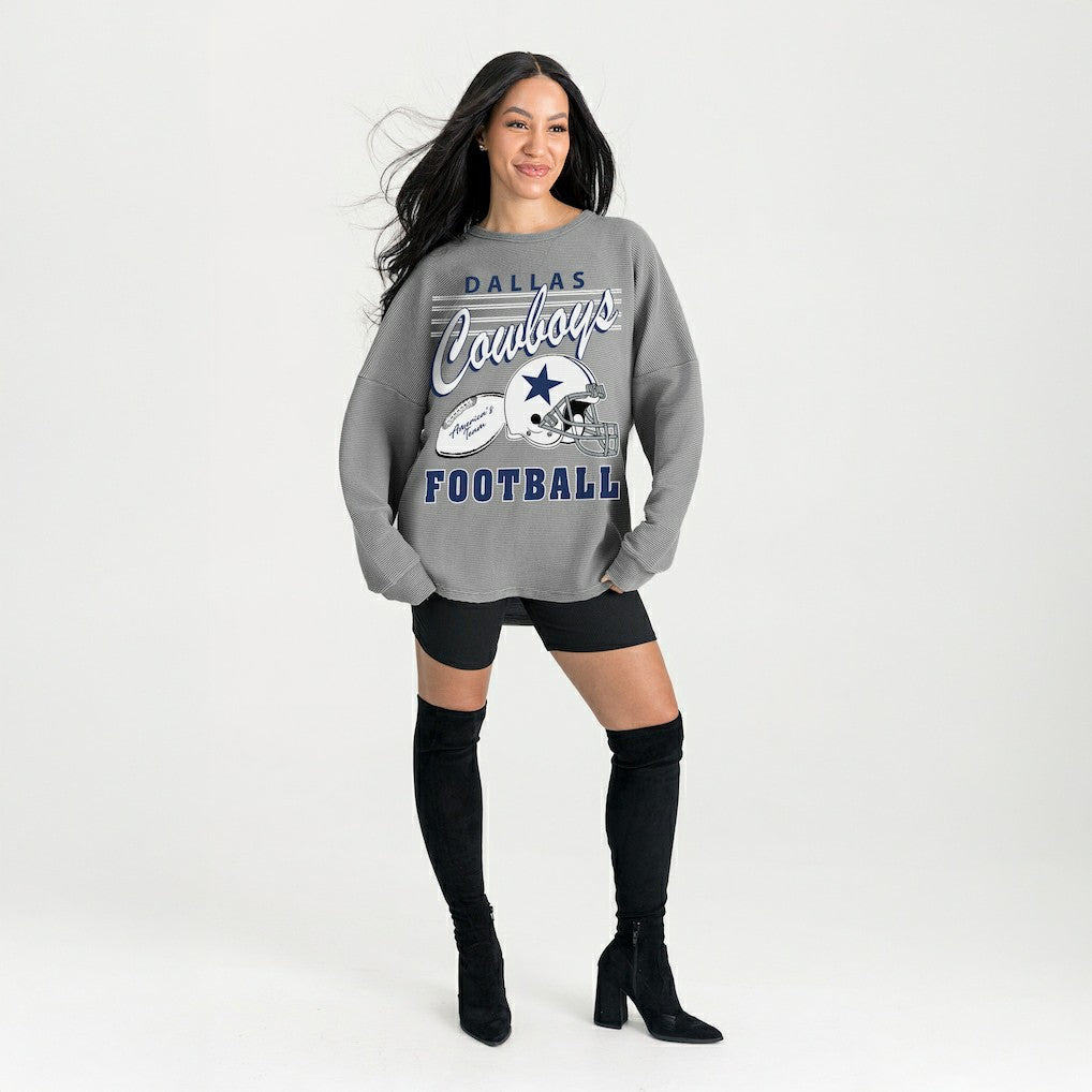 Dallas Cowboys Gameday Couture Women's Oversized Sweet Victory Corded Sweatshirt - Gray on sale