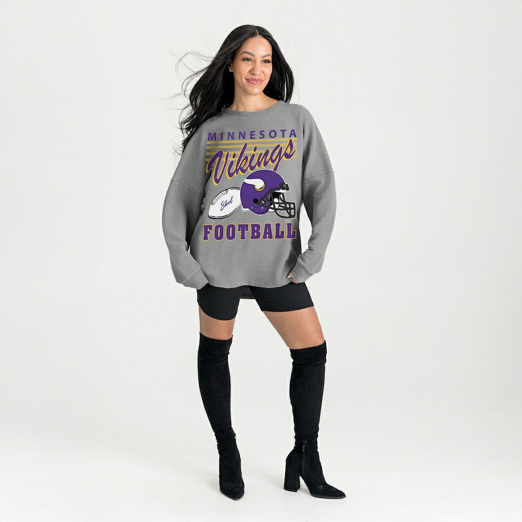 Minnesota Vikings Gameday Couture Women's Oversized Sweet Victory Corded Sweatshirt - Gray cheap