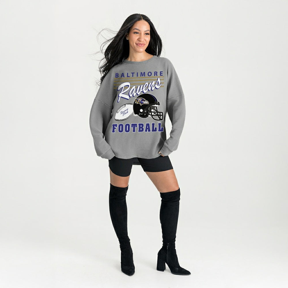 Baltimore Ravens Gameday Couture Women's Oversized Sweet Victory Corded Sweatshirt - Gray sale