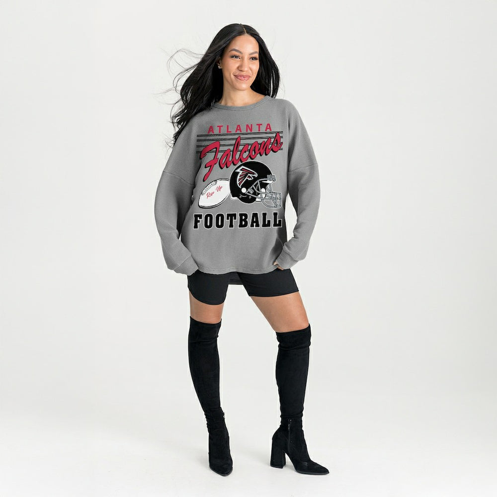 Atlanta Falcons Gameday Couture Women's Oversized Sweet Victory Corded Sweatshirt - Gray discount