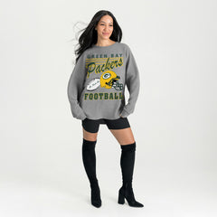Green Bay Packers Gameday Couture Women's Oversized Sweet Victory Corded Sweatshirt - Gray online