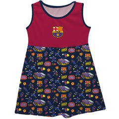 Barcelona Vive La Fete Girls Toddler Impressions Artwork Tank Top Dress on sale - Maroon