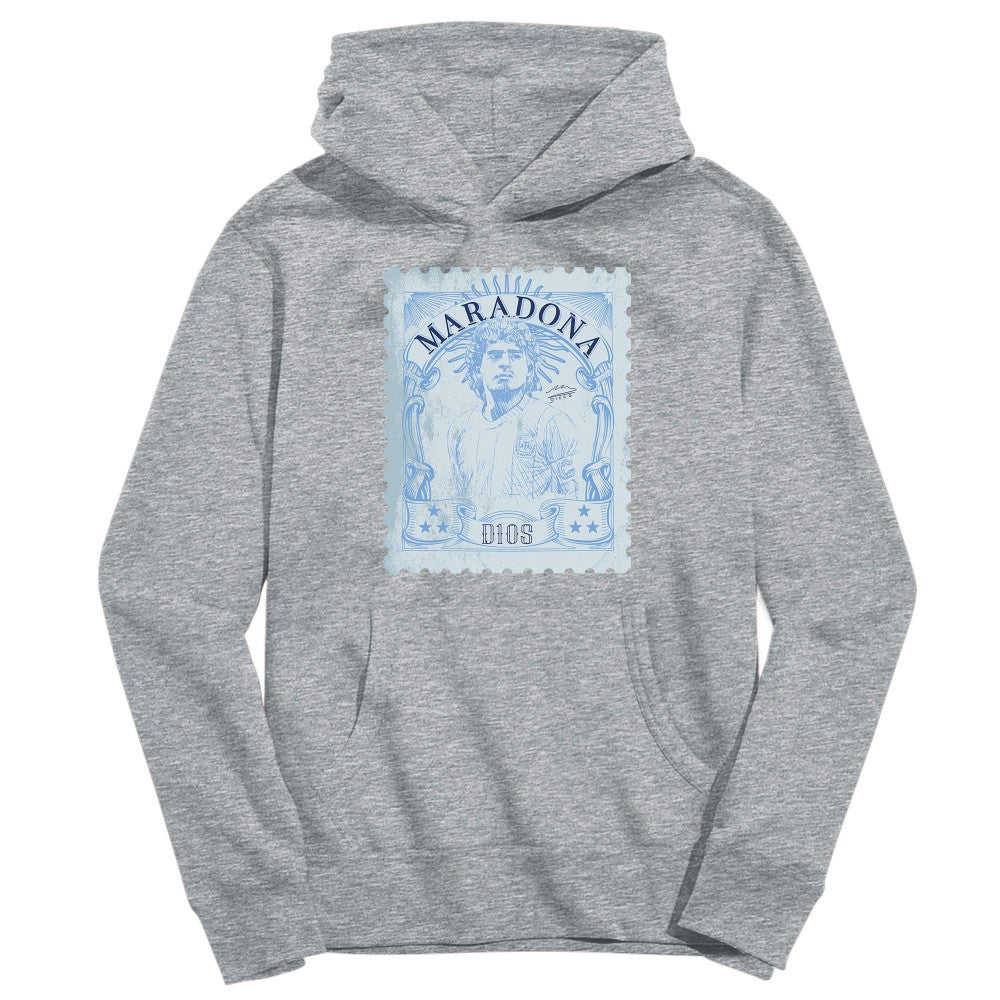 Diego Maradona Argentina National Team Vive La Fete Youth Vintage Stamp Pullover Hoodie - Gray outlet