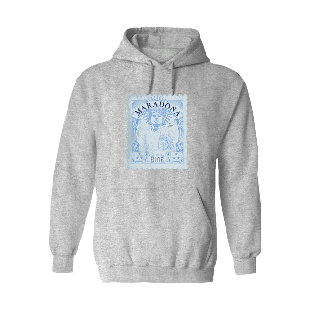 Diego Maradona Argentina National Team Vive La Fete Vintage Stamp Hoodie - Gray for sale