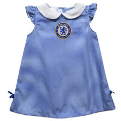 Chelsea Vive La Fete Girls Toddler Mini Check Pattern A-Line Dress Discount - Royal