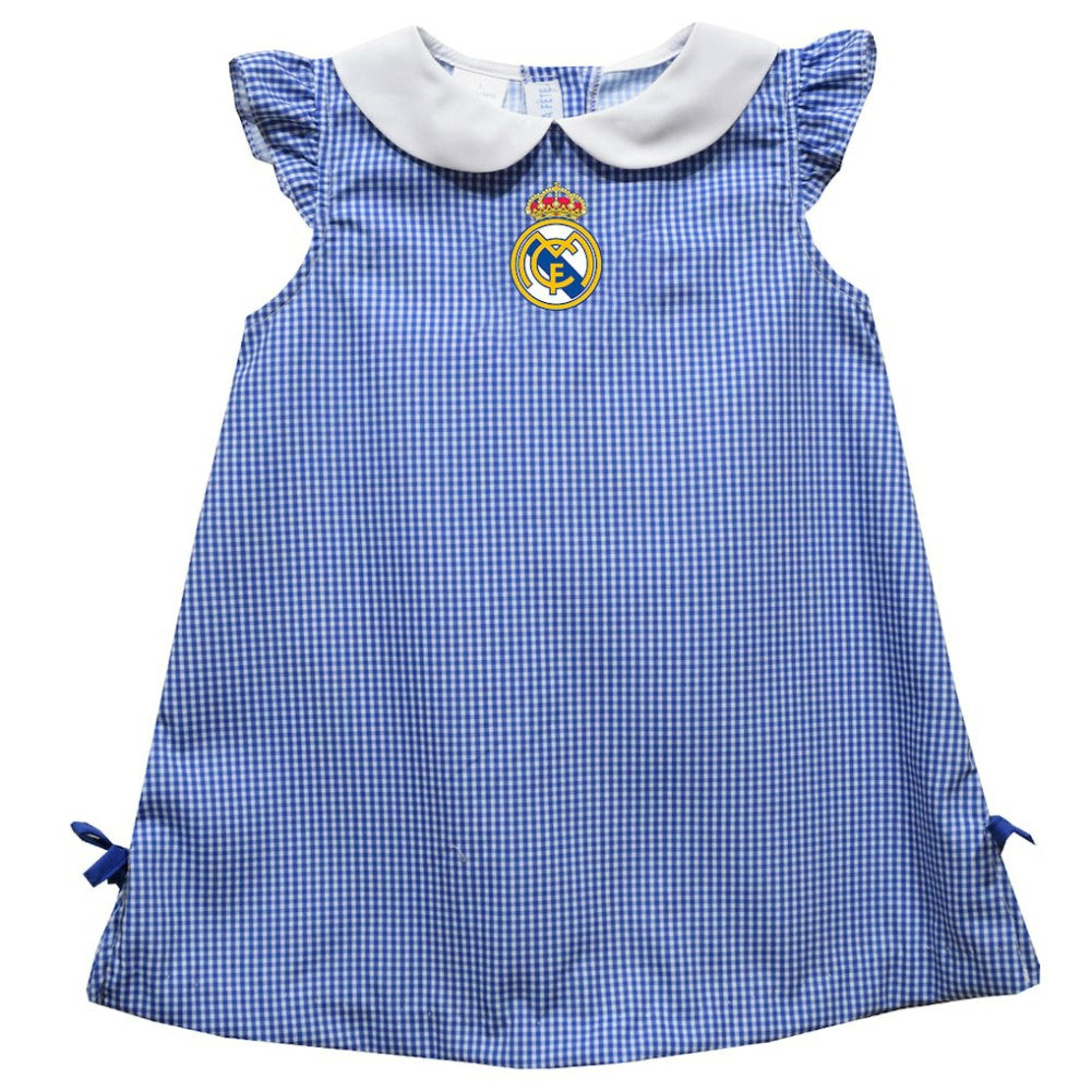 Real Madrid Vive La Fete Girls Toddler Mini Check Pattern A-Line Dress Discount - Royal