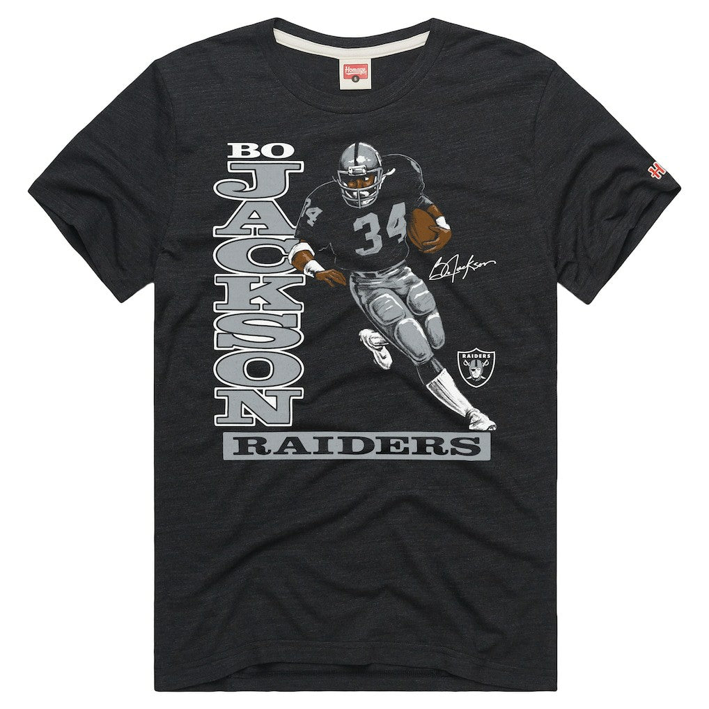 Bo Jackson Las Vegas Raiders Homage Unisex Retired Player Classic Caricature T-Shirt - Charcoal outlet