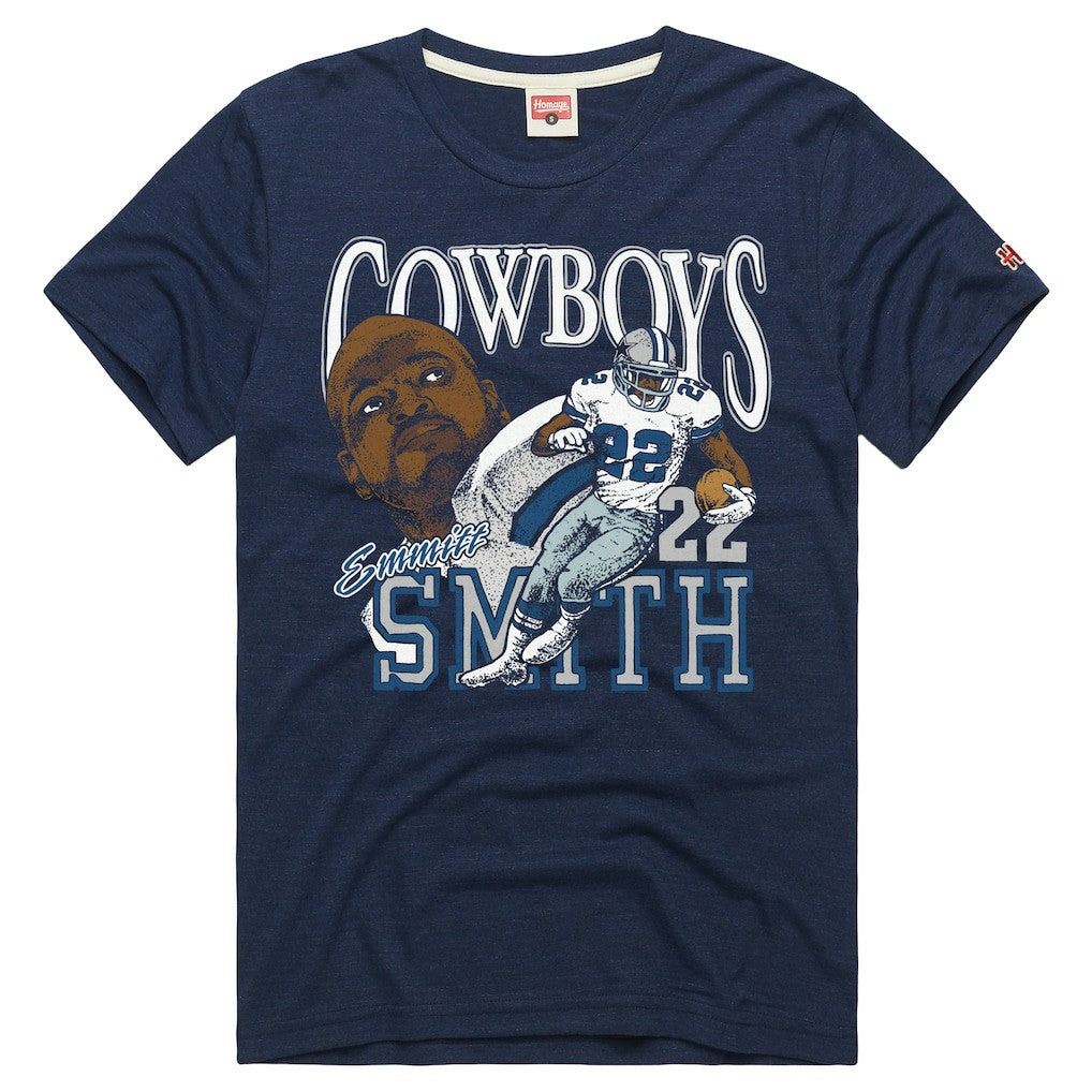 Emmitt Smith Dallas Cowboys Homage Unisex Retired Player Classic Caricature T-Shirt - Navy for sale