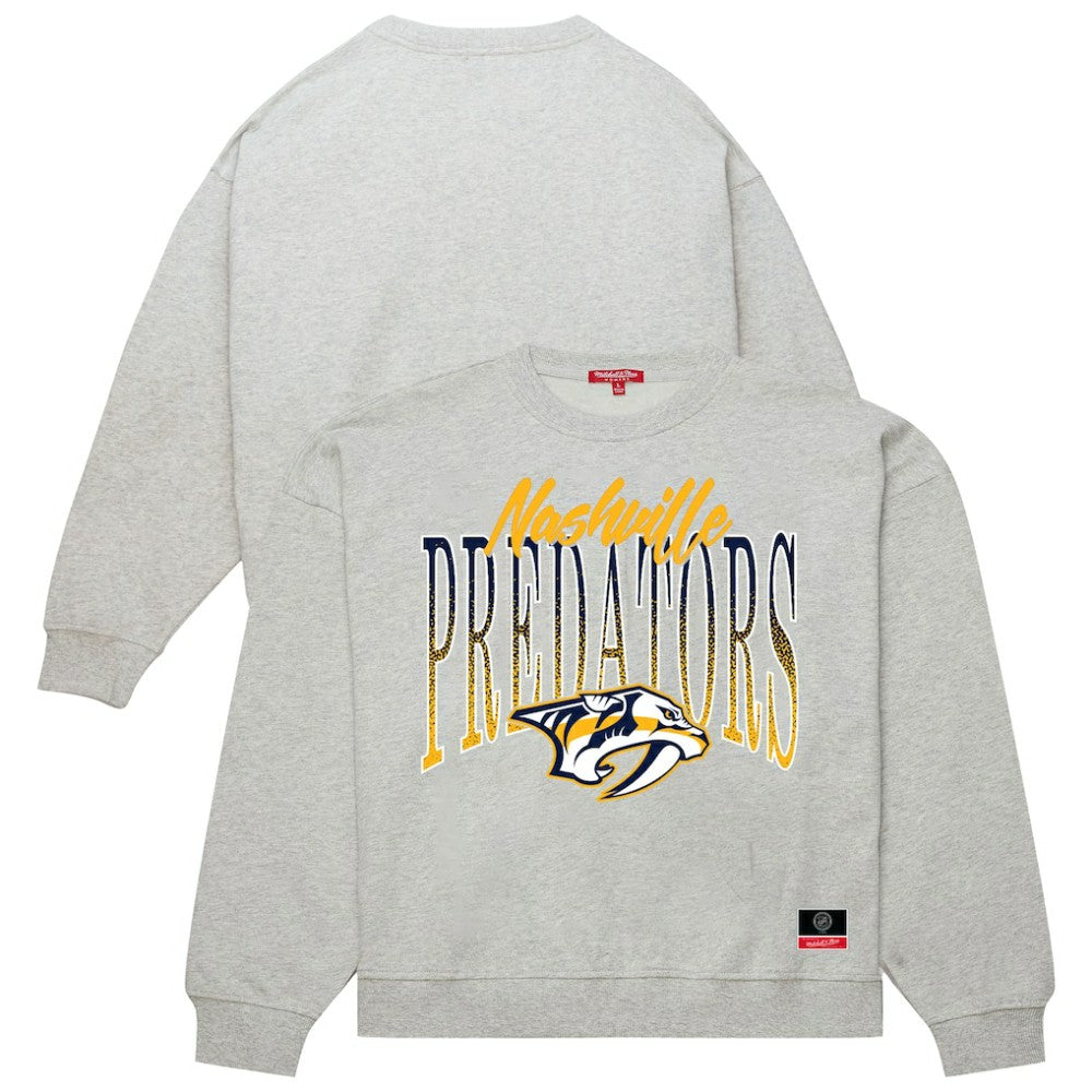 Nashville Predators Mitchell & Ness Women's Hockey Night Sweatshirt - Heather Gray Sweatshirts