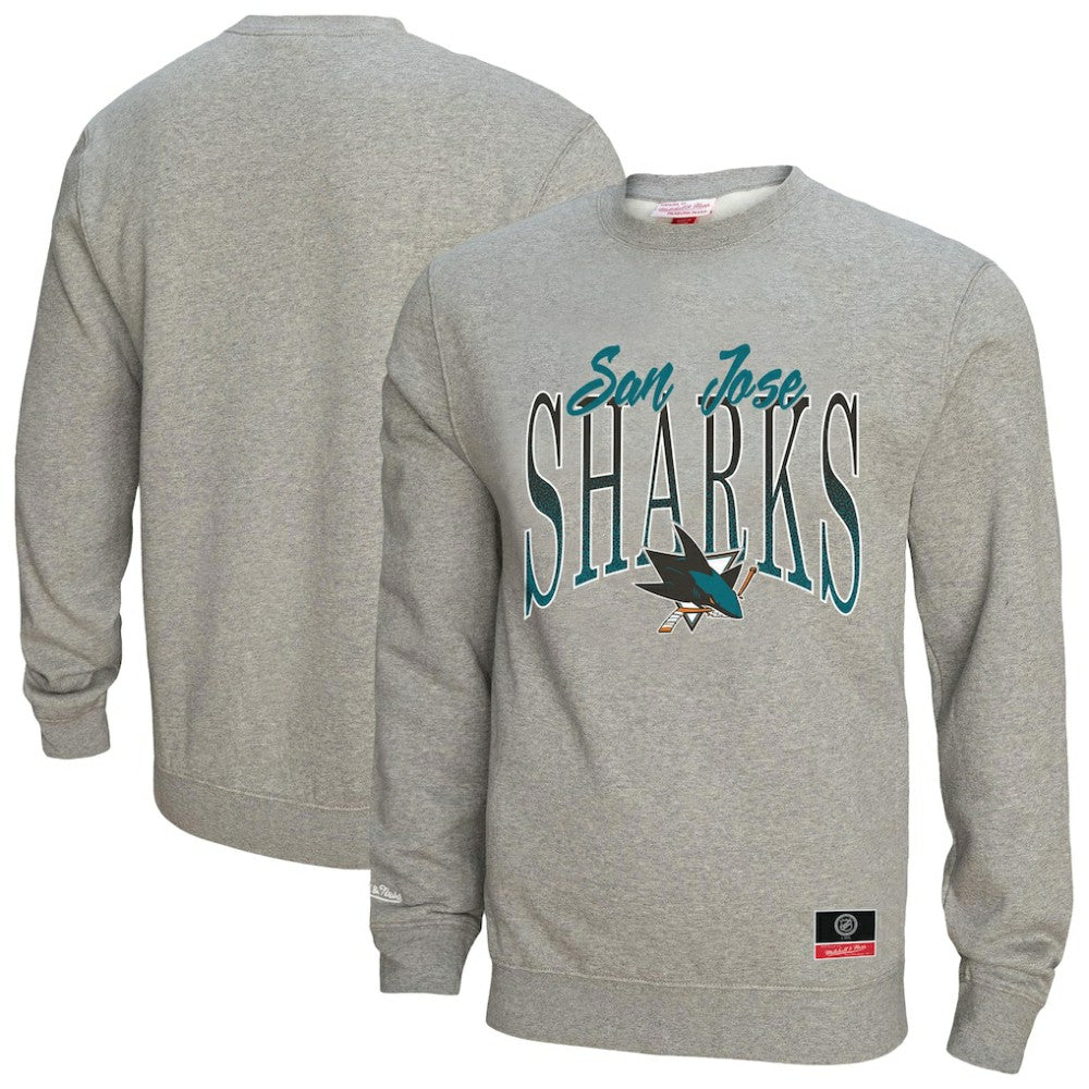San Jose Sharks Mitchell & Ness Women's Hockey Night Sweatshirt - Heather Gray Sweatshirts