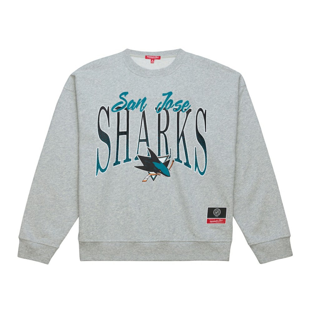 San Jose Sharks Mitchell & Ness Women's Hockey Night Sweatshirt - Heather Gray Sweatshirts