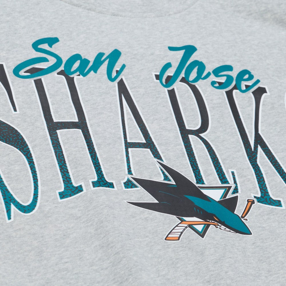 San Jose Sharks Mitchell & Ness Women's Hockey Night Sweatshirt - Heather Gray Sweatshirts